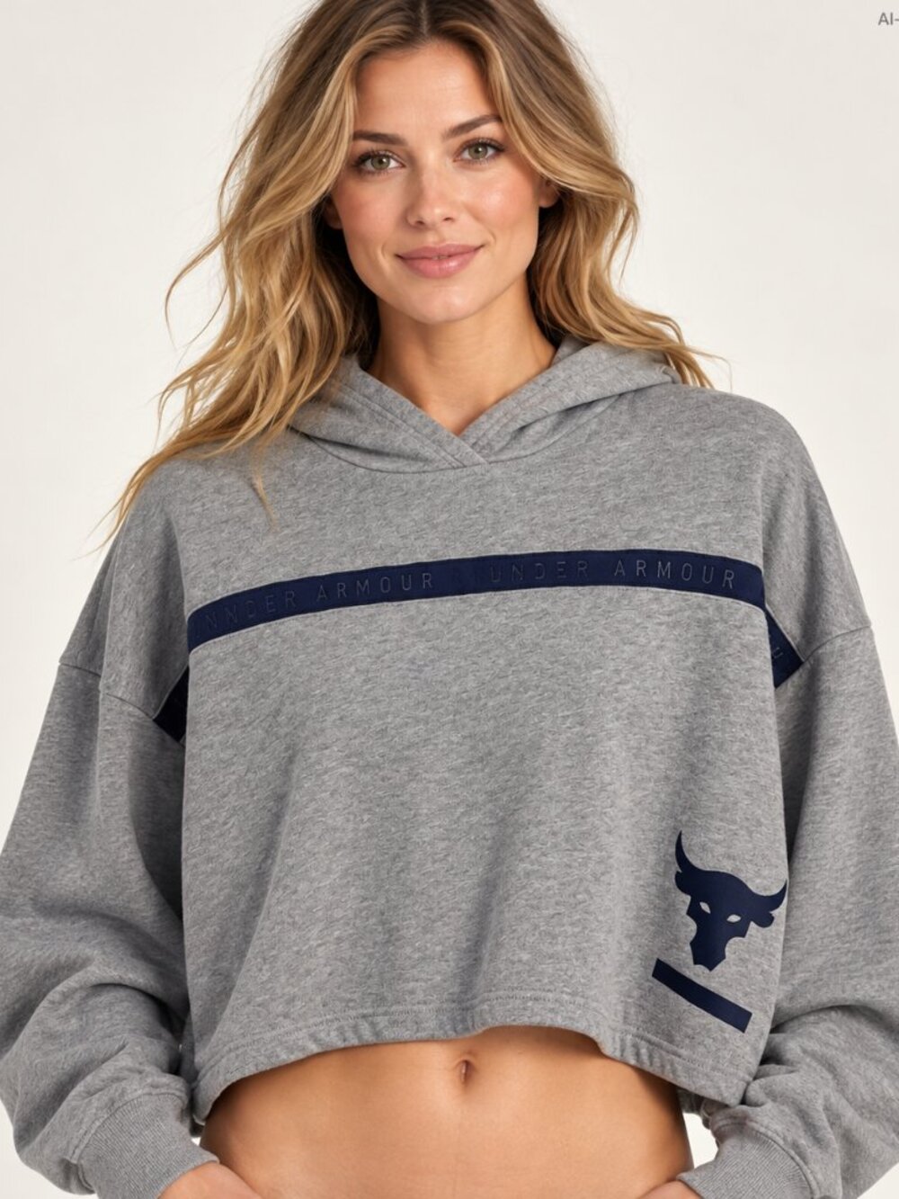 Grey Under amour cropped hoodie size small